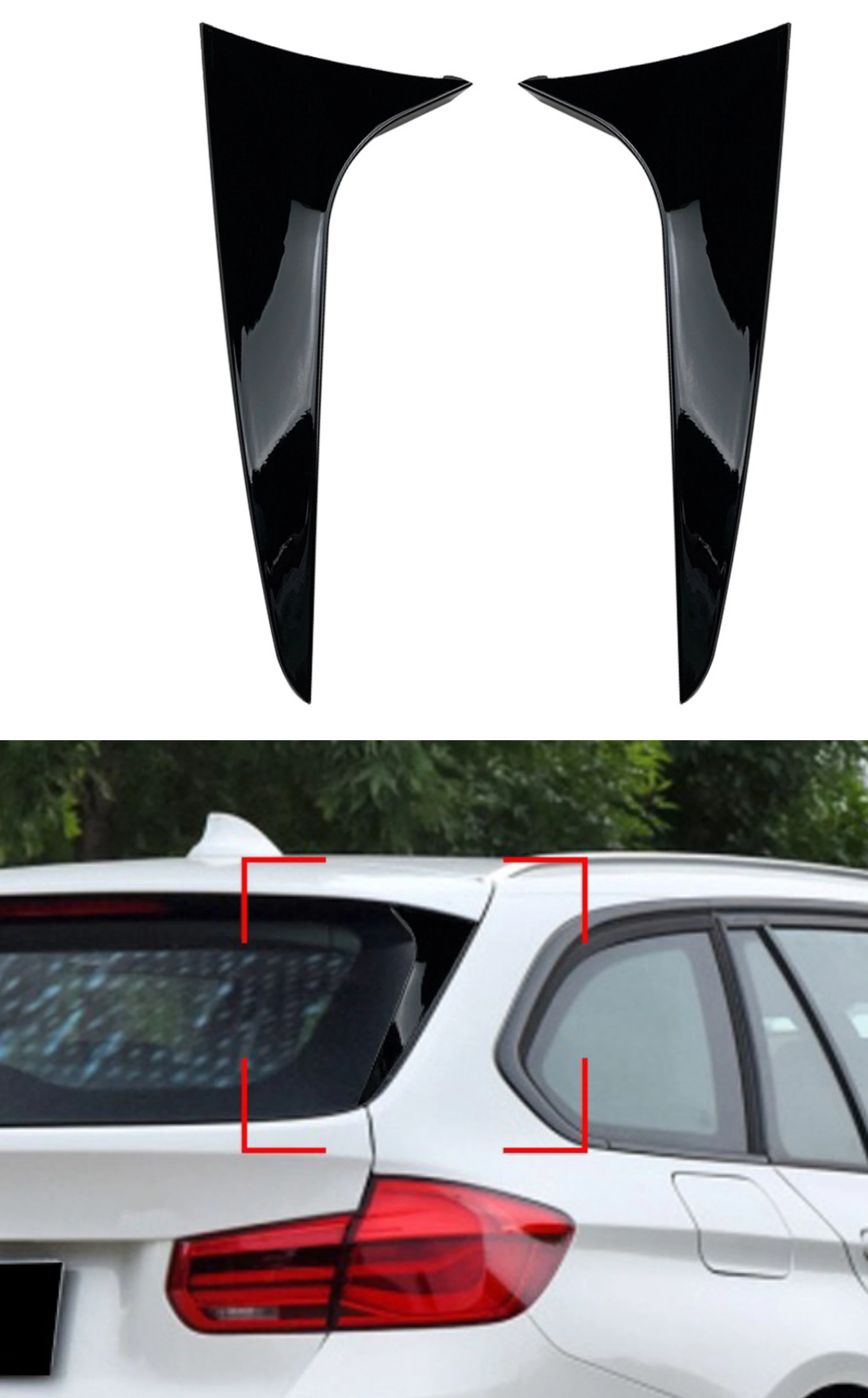 

For BMW 3 Series F31 2012-2018 Car Rear Window Side Spoiler Rear Side Spoiler Canard Splitter Auto Replacement Parts Gloss Black