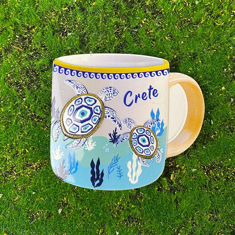 

Greek Demon Eye Water Glass - A unique Greek island art magnetic fridge magnet decoration, an excellent home gift