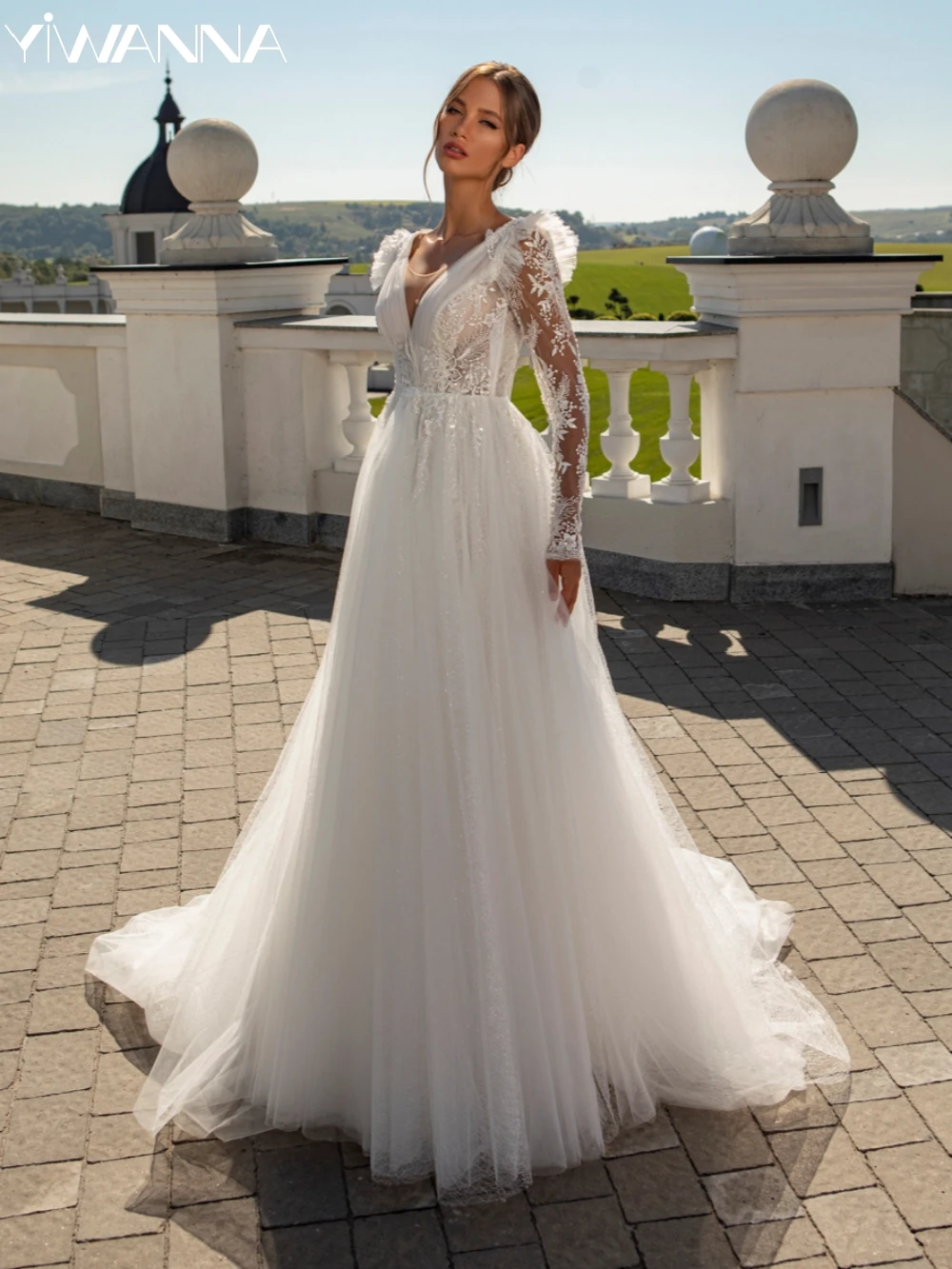 Vestido De novia clásico con Apliques De encaje, brillante, cuentas De lentejuelas, Vintage, línea A, largo, 2024