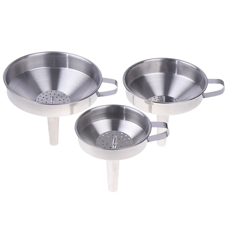 1PC Home 304 Thickened Stainless Steel Funnel With Detachable Filter Wide Mouth Funnels For Canning Kitchen Oil Leakage Filter image 2