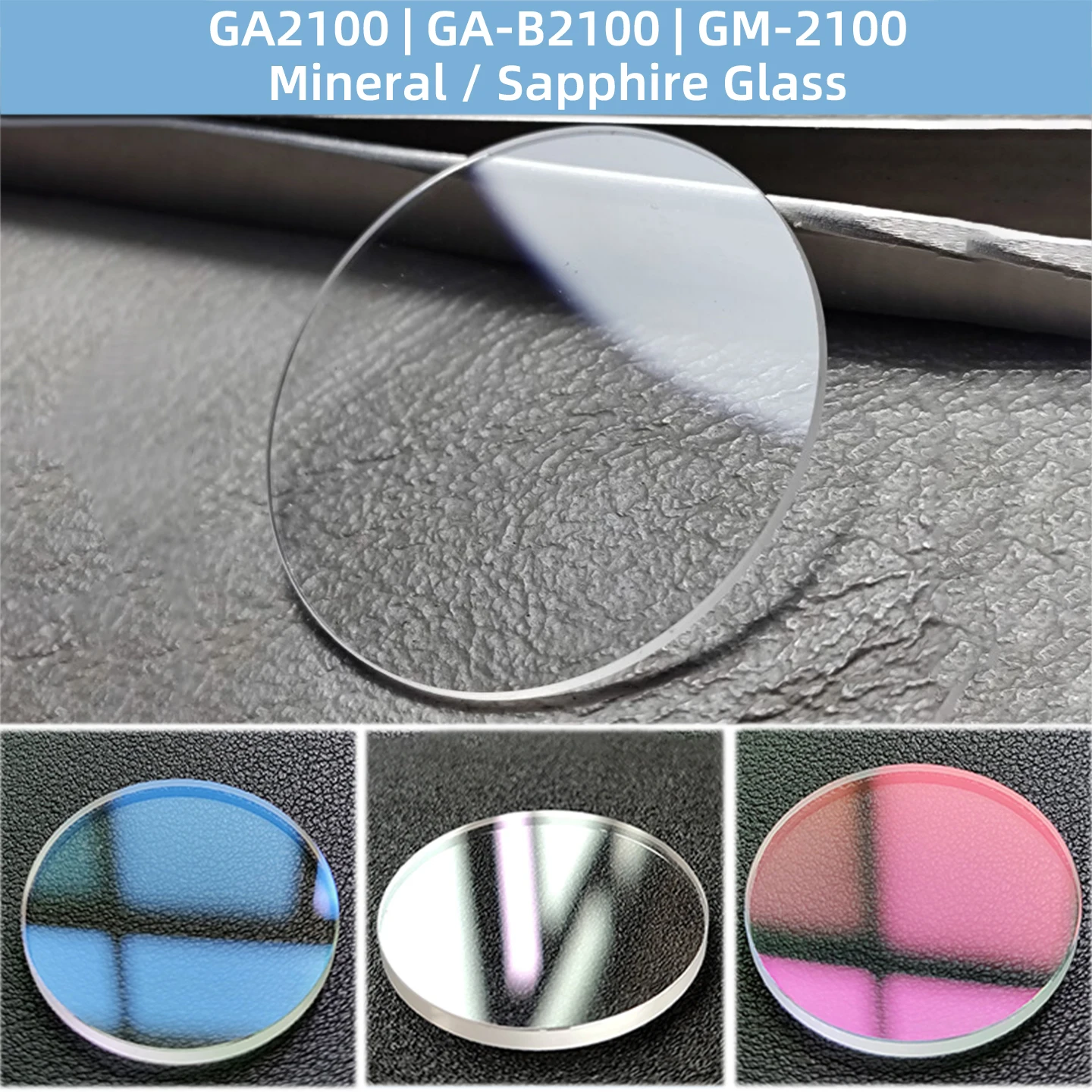 32.5x2.2mm-2.5mm Flat Watch Crystal For Casio CasiOak GA-2100 GA-B2100 GM-2100, Mineral / Sapphire Flat Watch Glass Front Gasket
