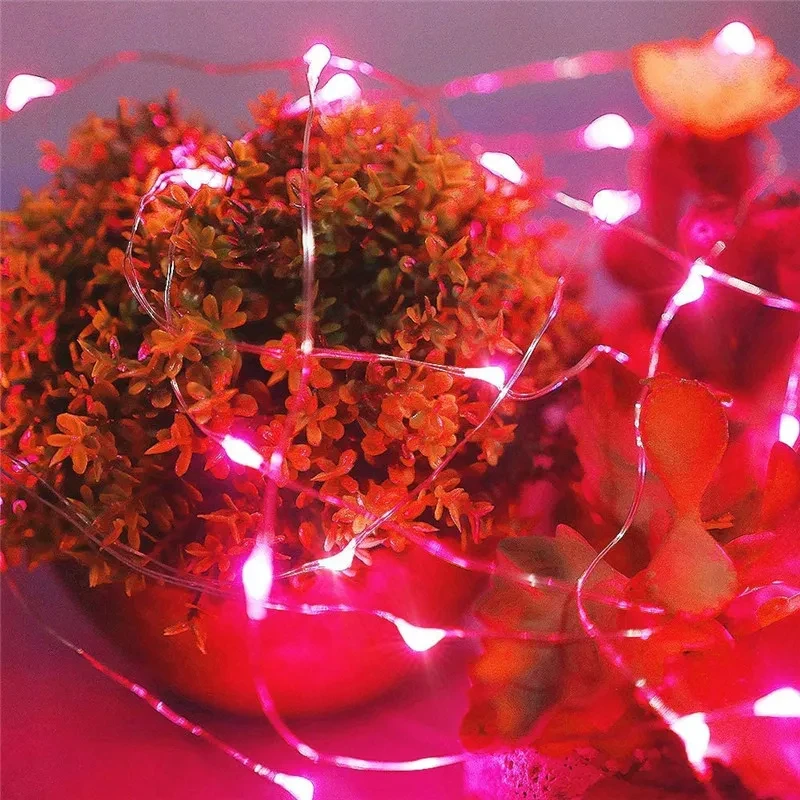 LED Outdoor Light String Fairy Garland Battery Power Copper Wire Lights For Christmas Festoon Party Wedding 8 Colors