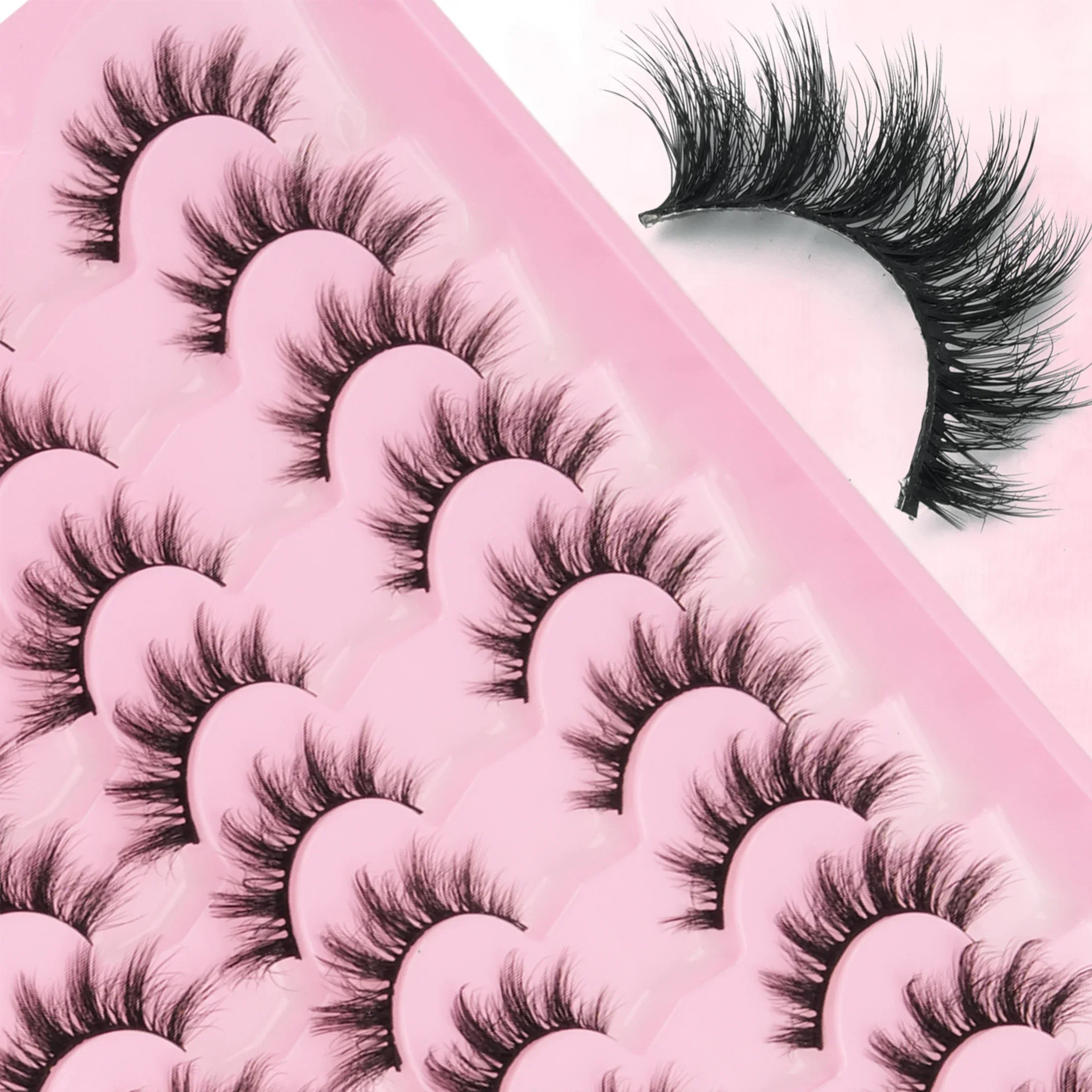 20 Pairs 3D Faux Mink False Eyelashes Wispy Fluffy Voluminous Strip Lashes Dramatic Reusable For Party Daily Makeup