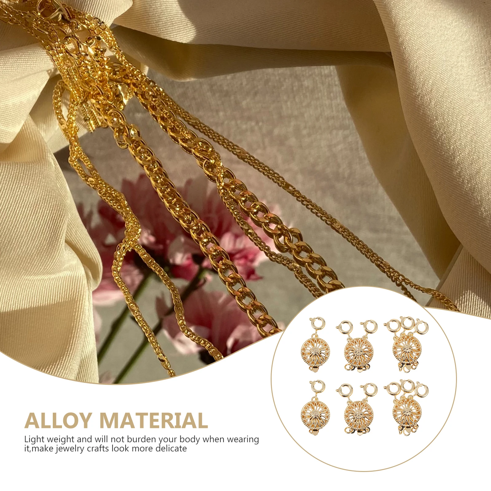 

6Pcs Alloy Slide Lock Clasps Multi Strand Necklace Connectors Layering Buckles DIY Jewelry Accessories Slide Lock Clasps