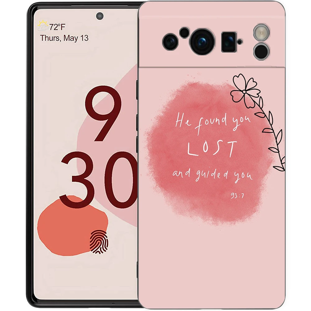 كلمات يقتبس حافظة هاتف إسلامية لهاتف جوجل بيكسل 9 8 7 6 برو 8A 6A 7A 5G غطاء أسود مقاوم للصدمات Fundas