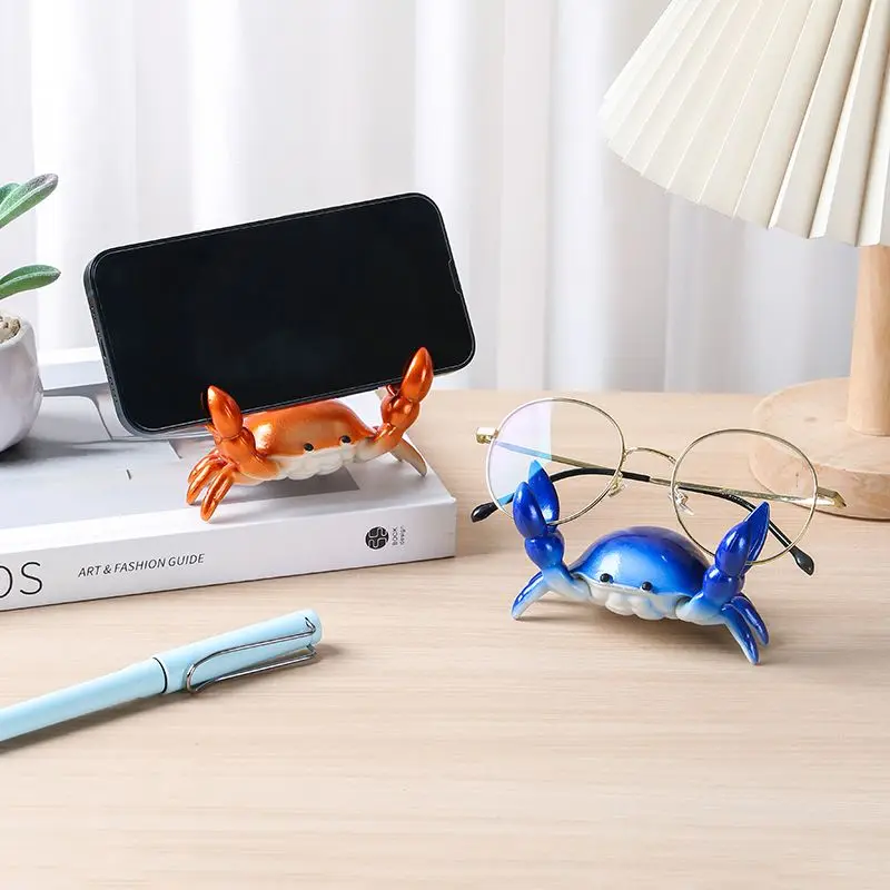 Crab Shaped Pen Holder Bracket Stationery Storage Rack Cute Desktop Decoration Novelty Desktop Holding Stand for Phones Glasses