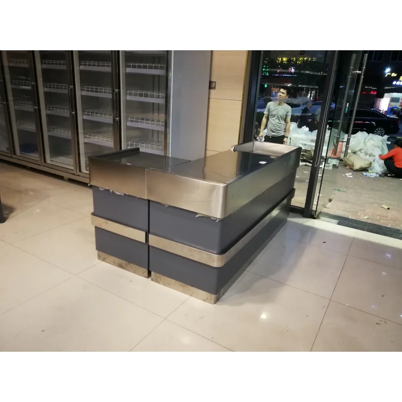 [Customized]Supermarket cashier tables bill checkout counter dimensions cash desk design