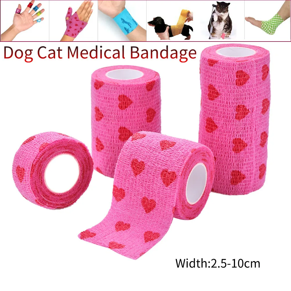 Cat Self-adhesive Elastic Bandage for Pet Dog Cat Bandage Leg Cover Protector Strap Bandage Non-woven Cohesive Bandage Color