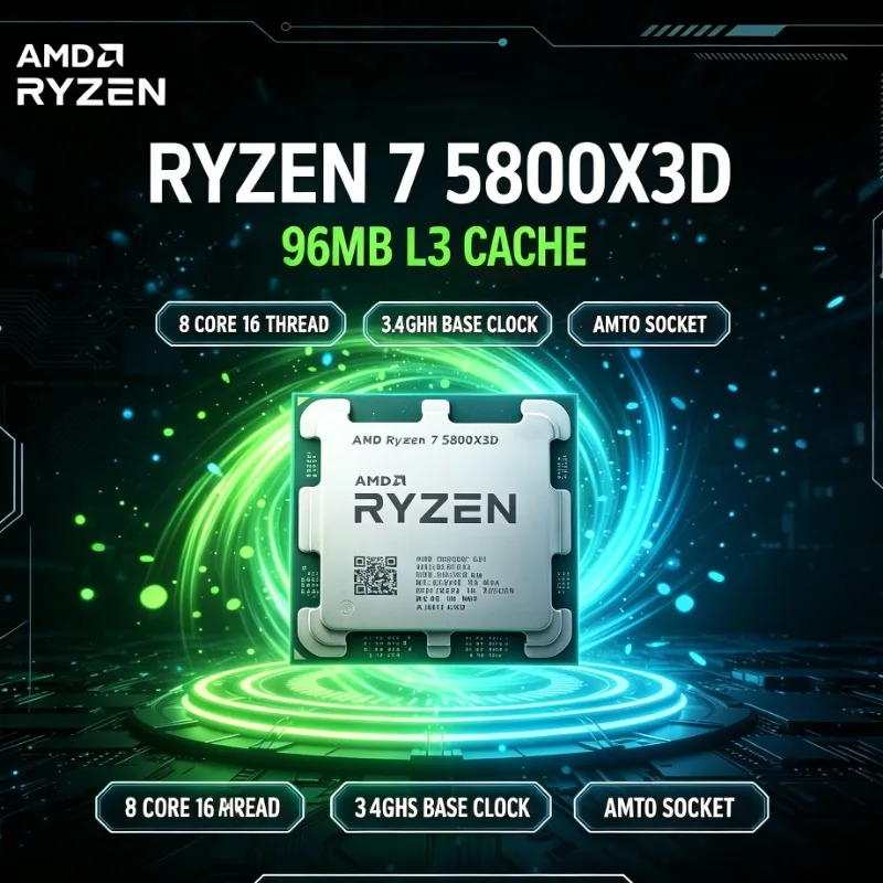 AMD Ryzen 7 5800X3D Ryzen 5000 Series 8C16T 3.4GHz 96MB Cache 7nm AM4 DDR4 Desktop Processor