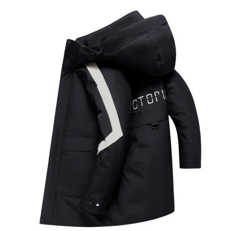 

Men's Warm Down Jacket Thick Jacket Men Coat High Quality Mid-length Overcoat Winter Parka Men White Duck Down