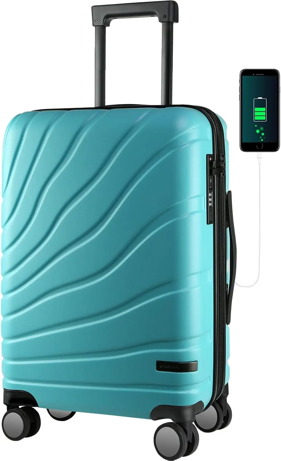 

20 Inch Carry On Luggage with Spinner Wheels & TSA Lock, Expandable Hard Shell Suitcase for Travel, Lake Blue