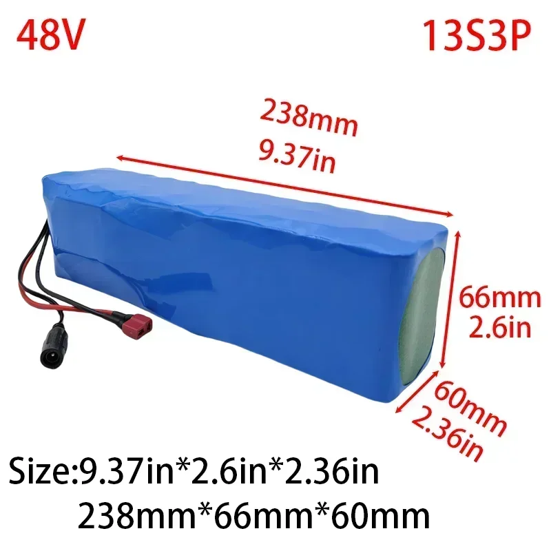 حزمة بطارية ليثيوم أيون جديدة 48 فولت 13S3P XT60 48 فولت، بطارية ليثيوم فوسفات الحديد 12.0 أمبير وشاحن 54.6 فولت #2