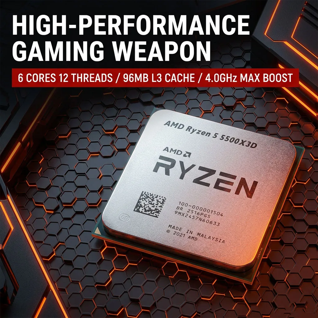 AMD CPU Ryzen 5 5500X3D New R5 5500X3D CPU Processor 7NM L3=96M