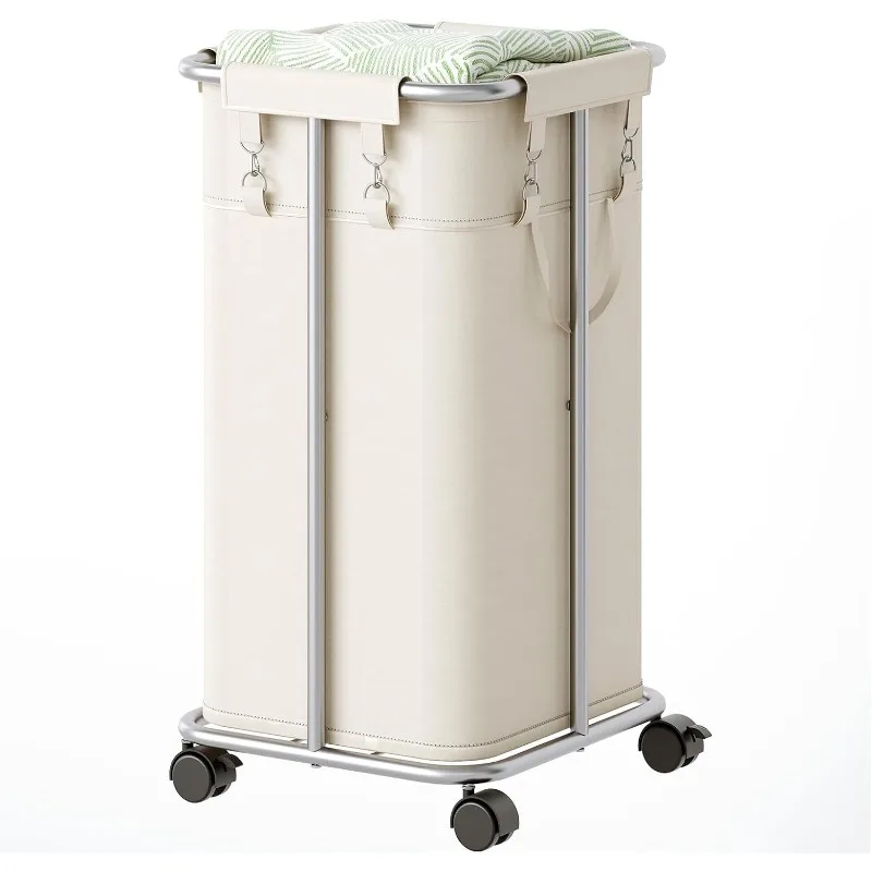 

Laundry Basket with Wheels,30 Gallons(114L)Rolling Laundry Hamper,Narrow Slim Laundry Sorter with Removable Oxford Fabric Bag