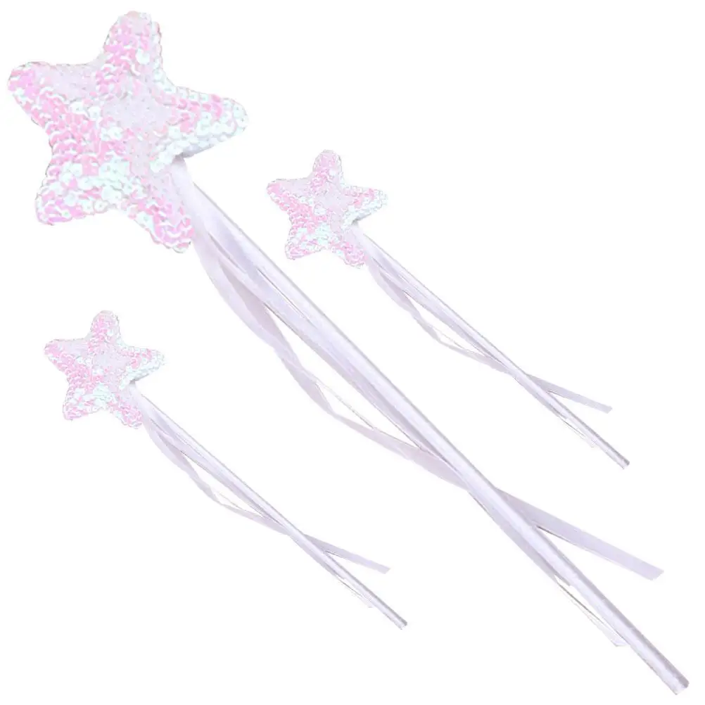 

3 Pcs Sequin Wand White Kids Toys Stage Props Fairy Star Design Gifts Concert Dance Party Photography