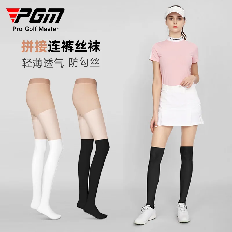 

PGM Women's Golf Sunscreen Leggings Sports Socks Summer Lightweight Breathable Spliced Anti Hook Silk Socks WZ023