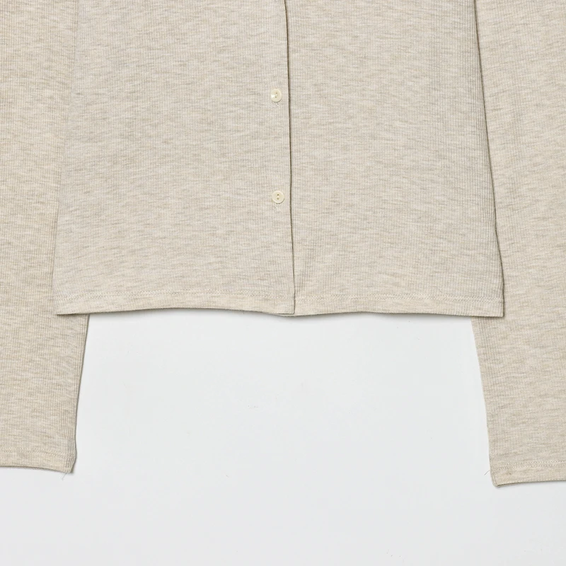 HXAO المحاصيل سترة متماسكة للنساء الخريف الربيع شيك الدانتيل طويلة الأكمام تريكو رمادي داكن البيج البلوزات الكورية شعبية بالأزرار