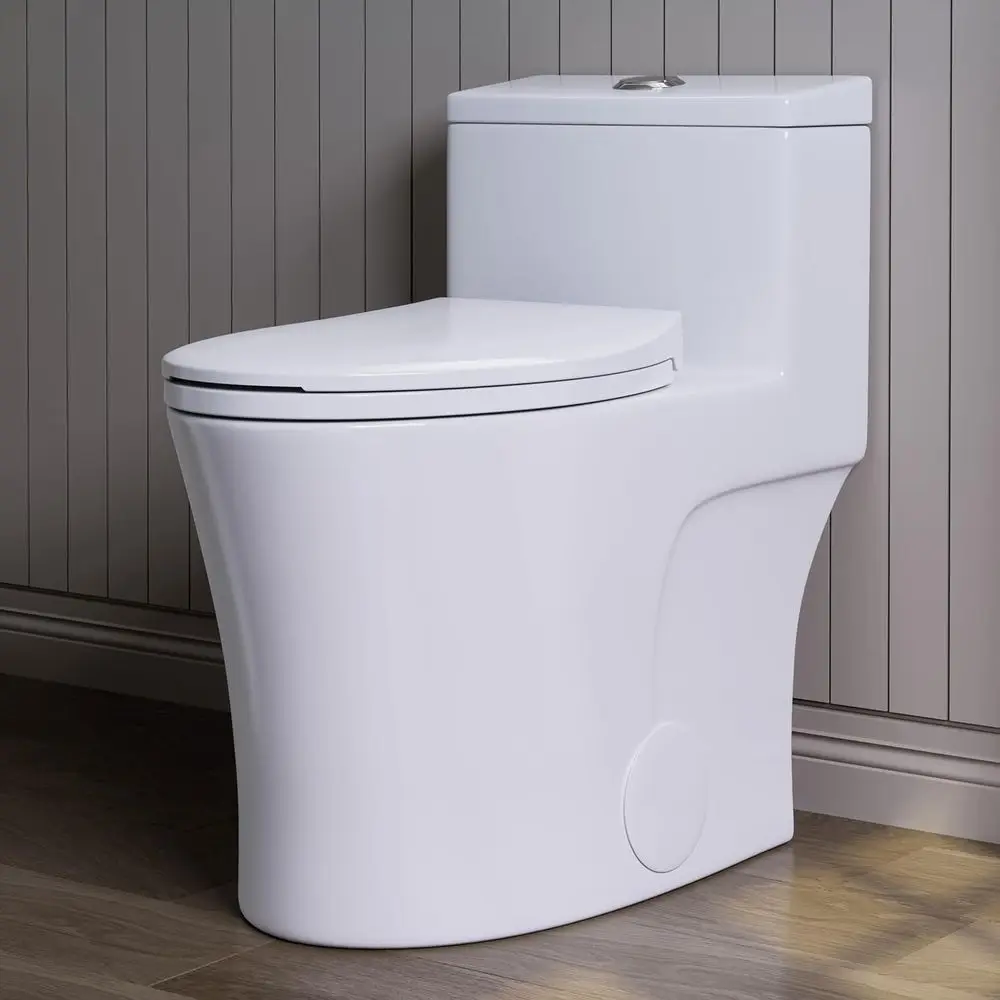 

DAFIFY Elongated One Piece Toilet, ADA Compliant, Comfort Height Seat, Dual Flush, 0.8/1.28 GPF, 12 Rough-in, Skirted Bowl