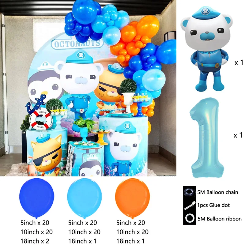 Octonauts Balloon Garland Kit Captain Barnacles Kwazii Foil Mylar with Blue Latex Kids Under the Sea Birthday Party Arch Decor - view 2
