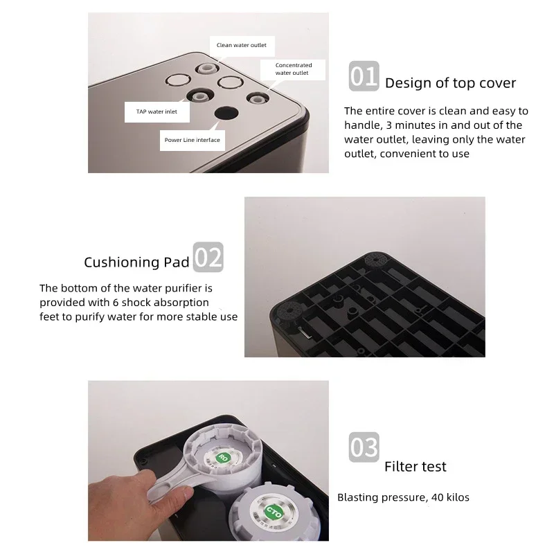 Purificador elétrico de água potável para cozinha, 220v, 600g, 800g, sem casca, filtro de água de torneira de grande fluxo, ro, máquina de água pura