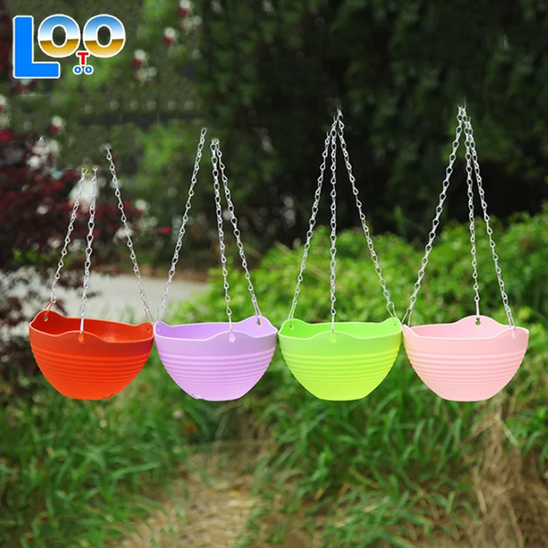 1 шт., подвесная корзина, цветочный горшок, садовый пластиковый цветочный горшок, уличный цветочный горшок, цепочка, подвесная корзина для растений, цветочный горшок