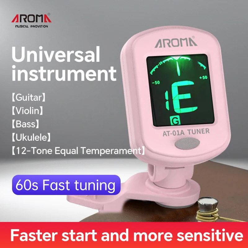 Guitar Tuner Clip on Digital Electronic Tuner for Guitar, Bass, Ukulele, Violin, Mandolin, Acoustics Calibration Tuner  AT-01A