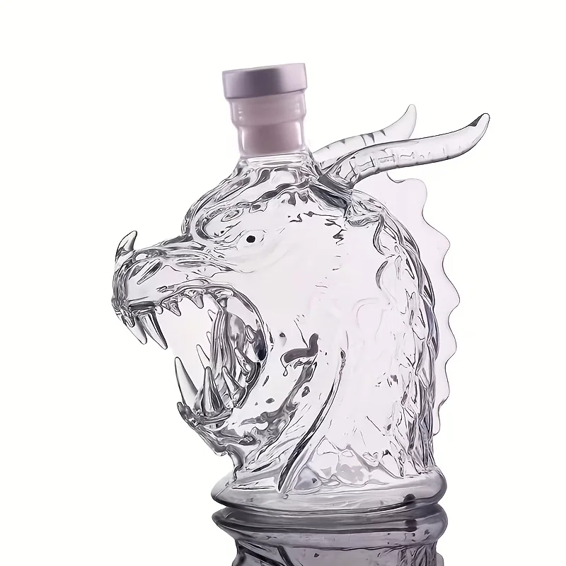 Dragon Head Wine Decanter, 10.14 Ounce Whiskey Bottle. Featuring 3D Design Glass Liquor Decanter, Unique Design view 5