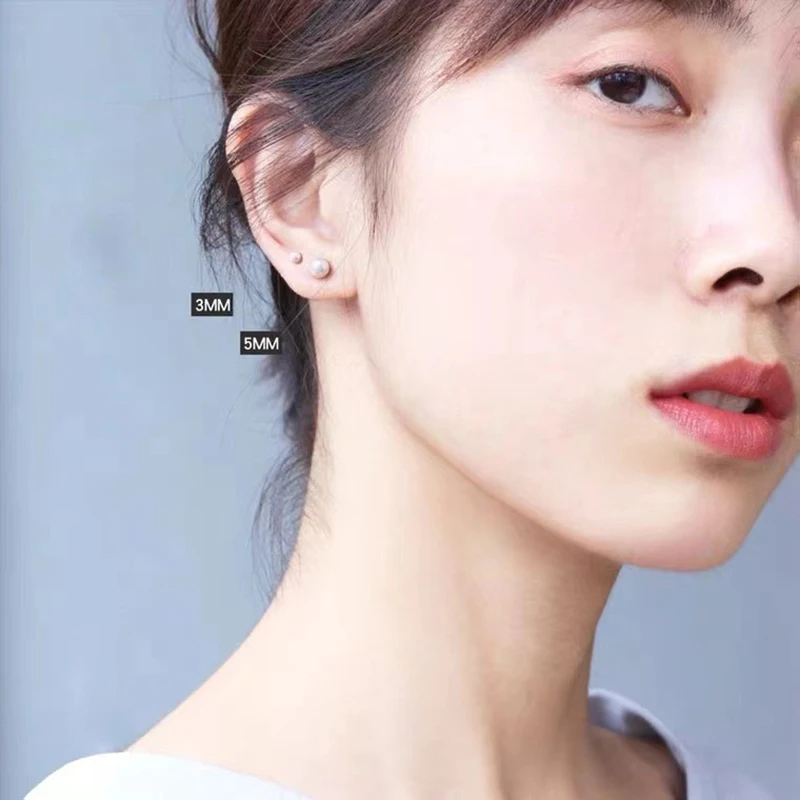 2pcs Simple Pearl Piercing Stud Earrings for Women 2023 Jewelry Stainless Steel Earring for Mother Day