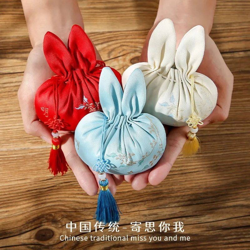 Rabbit sachet sachet pendant gift wormwood antique court purse sachet embroidery portable hanfu empty bag