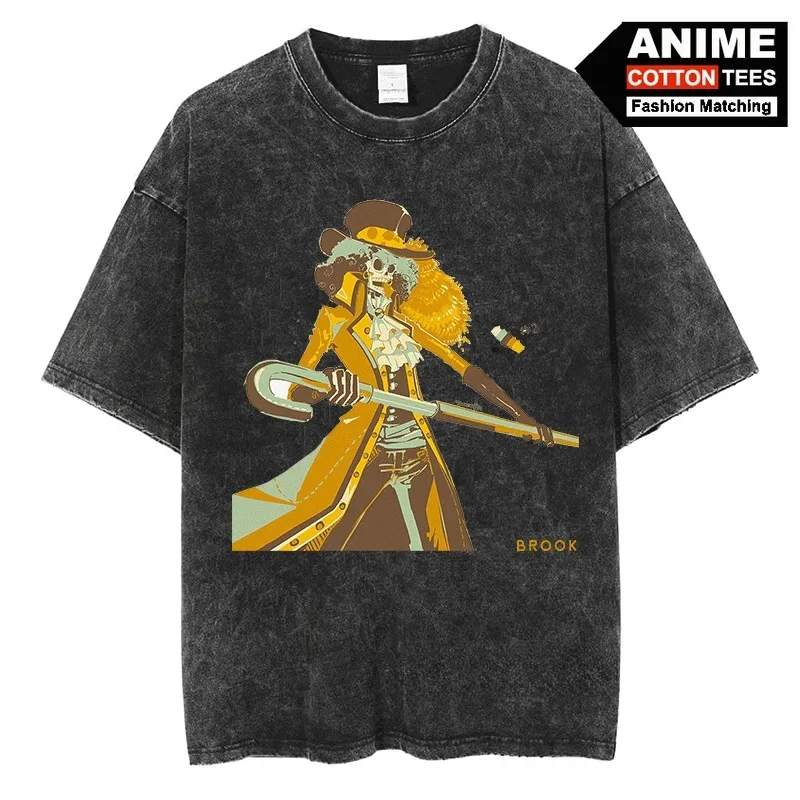 BROOK T Shirt Anime ONE PIECE Graphic T-shirt Y2k Harajuku Fashion Unisex Streetwear Tops Cotton Vintage Oversized Casual Tees