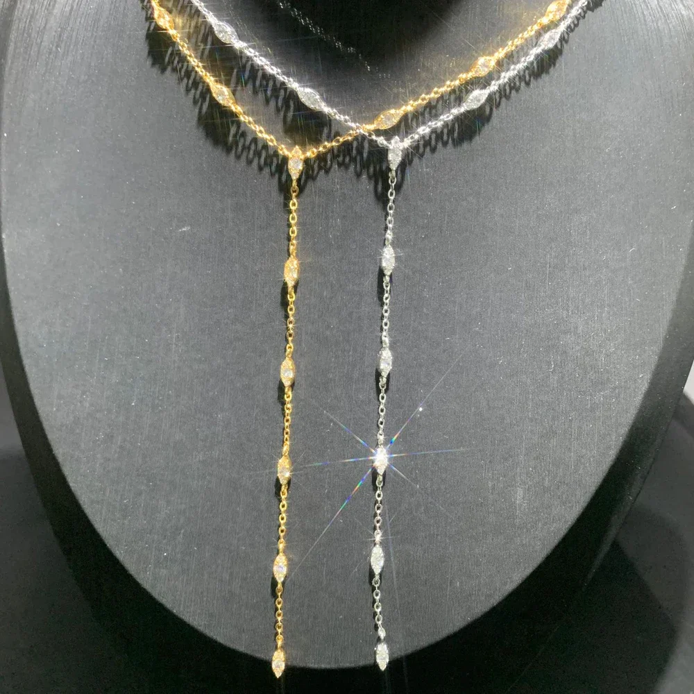 2025 New Eye Charm Link Chain Necklace Micro Paved CZ Cute Lovey Women Long Y Lariat