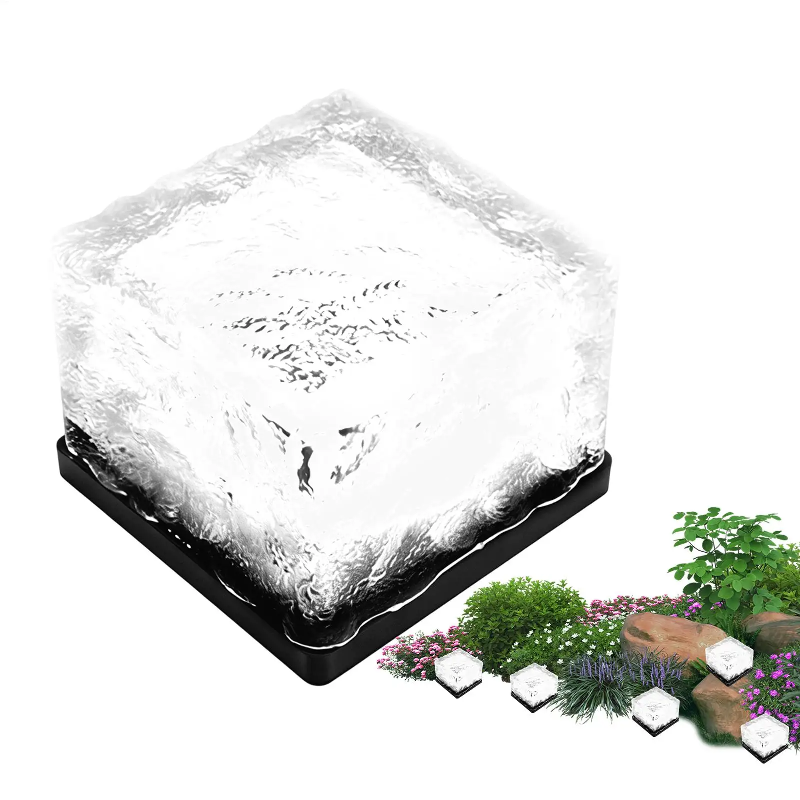 Solar Paver Lights Waterproof Ice Brick Shape LED Garden Patio Decor Solar Lights Outdoor For Yard Lawn Patio Porch Walkway