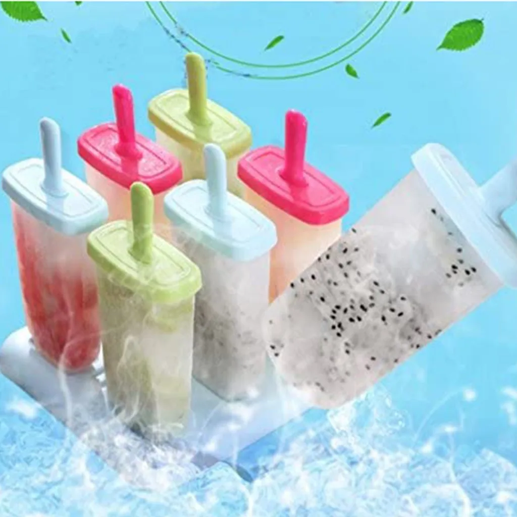 

DIY Ice Cream Mold Kit - 6-Piece BPA-Free Silicone Dessert Makers with Lid & Popsicle Sticks for Homemade Frozen Treats Family