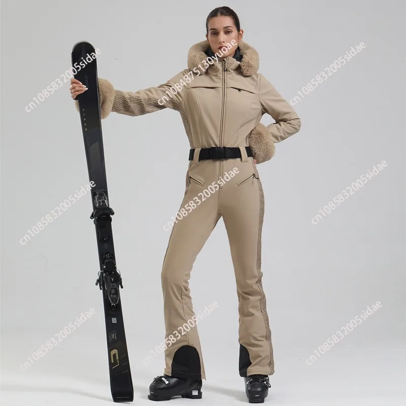 Ski Suit Women's Extreme Cold Slim Double Board Windproof Waterproof Thickened Warm Outdoor Sports Cross-border Ski Suit