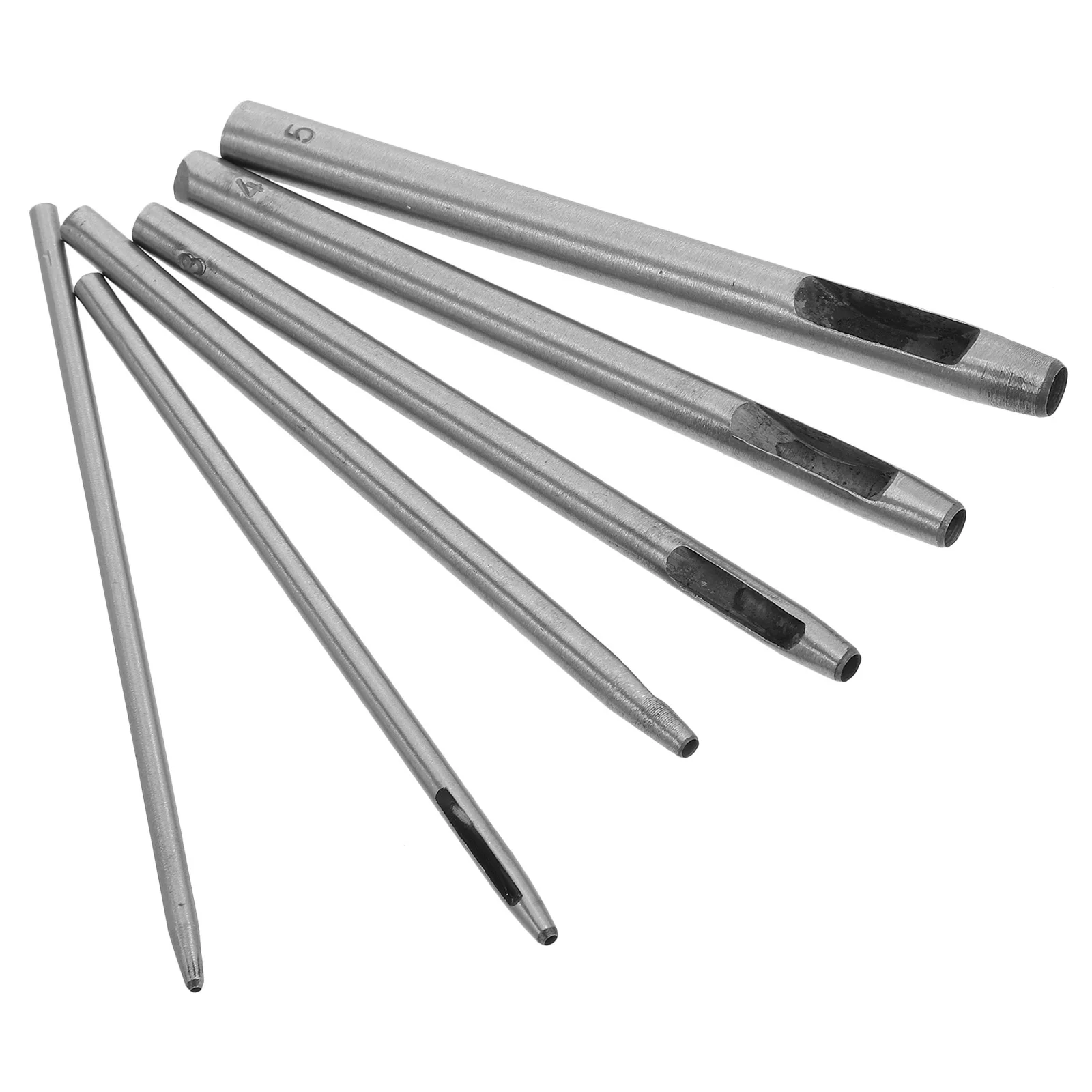 

6Pcs Hollow Round Hole Punch Set Cutter for Belt Watch Strap Crafting DIY Steel Punch Tool Metal Puncher
