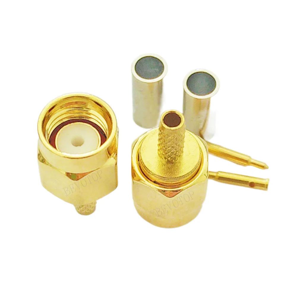 10Pcs/Lot SMA-1.5 Male/Female Straight Connector Crimp 50Ohm RF Connector Gold Plated for RG174 RG316 LMR100 RF Coaxial Cable