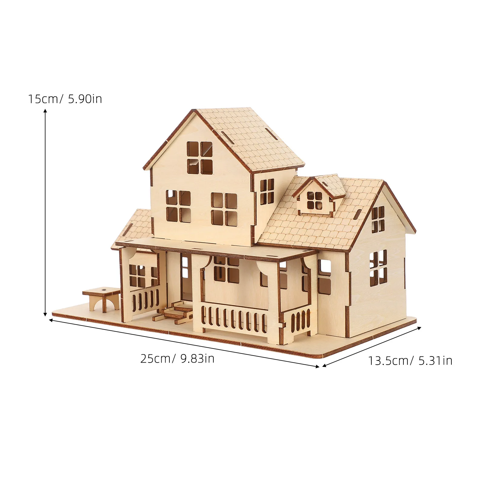 1 ensemble de maison en bois de style européen, puzzle à assembler soi-même, non fini, à peindre, modèle miniature décoratif