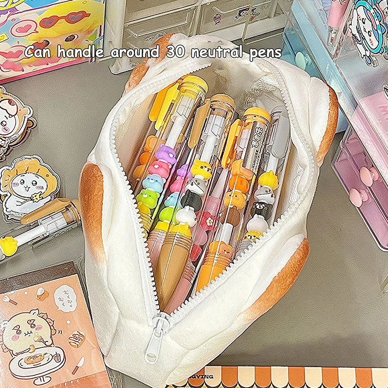 Cute Cartoon Toast Cat Kawaii Pencil Bag Stationery School Supplies Pencil Cases Creative Funny Stationery Storage Bag Gifts