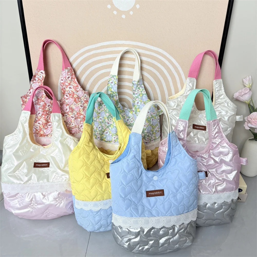 

Новая стеганая сумка-тоут с нашивками в форме сердца - милая и милая кружевная уличная дорожная сумка для хранения и организации