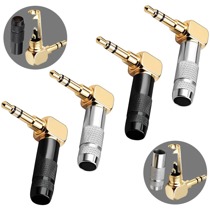 

2 шт. серебристый/черный позолоченный стерео разъем 3,5 мм 90 градусов прямоугольный разъем для наушников 3,5 аудио адаптер для ремонта разъема «сделай сам»