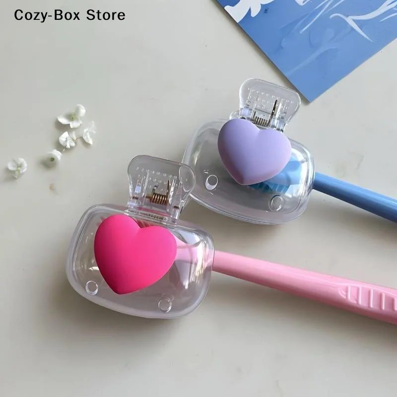 [ZY]2Pcs Heart Toothbrush Clip Portable Travel Dustproof Toothbrush Head Cover Storage Box Toothbrush Protective Cap[ZY]