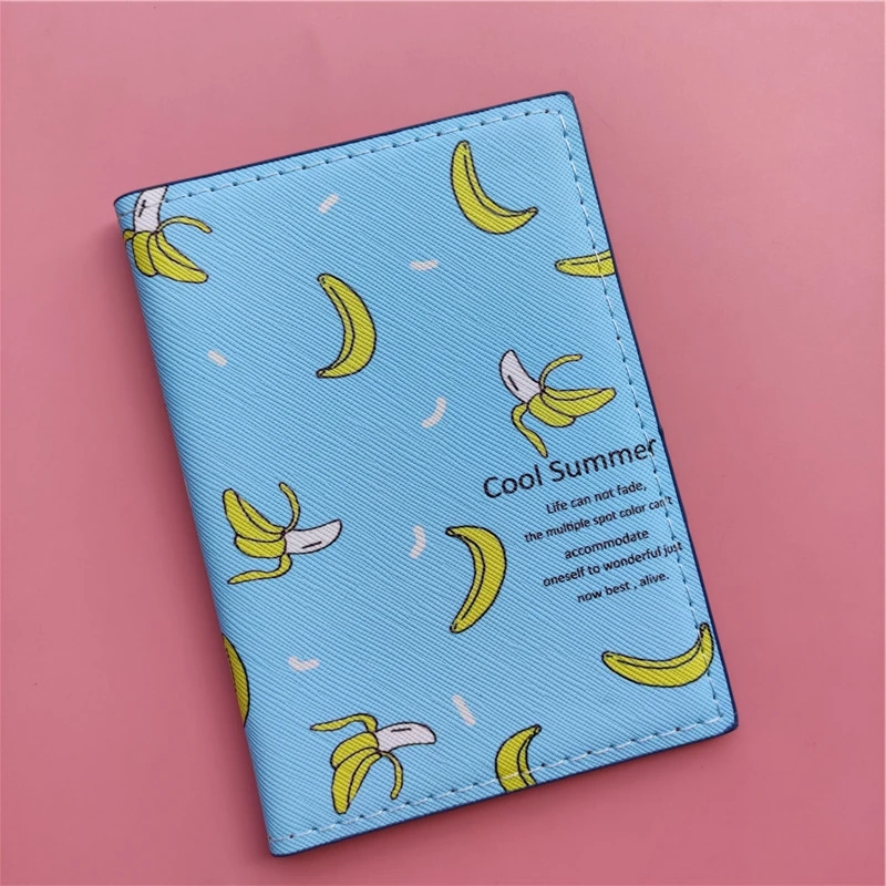 Funda de pasaporte de viaje de estilo frutal para mujer, billetera Unisex de negocios multifunción, monedero para tarjetas de crédito, estuche