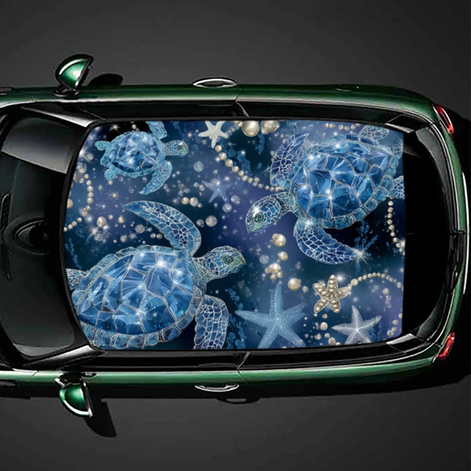 

Crystal - Colored Turtle Print PVC Car Roof Sticker, Self-Adhesive Waterproof Car vinyl Decal, Car Decoration Protection Sticker