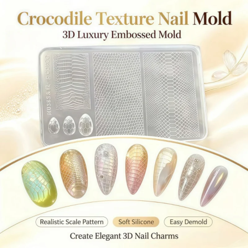 A Nail Art Mold with Snake Pattern, Crocodile Skin, Snake Skin Mold, Three-Dimensional Relief Nail Decoration, Silicone Mold