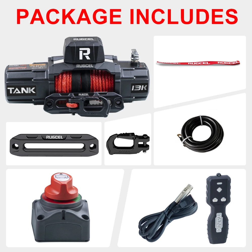 RUGCEL WINCH 13500 фунтов новая водонепроницаемая электрическая лебедка из синтетического троса 12 В с Hawse Fairlead, инфракрасный пульт дистанционного управления 2 в 1, проводной C