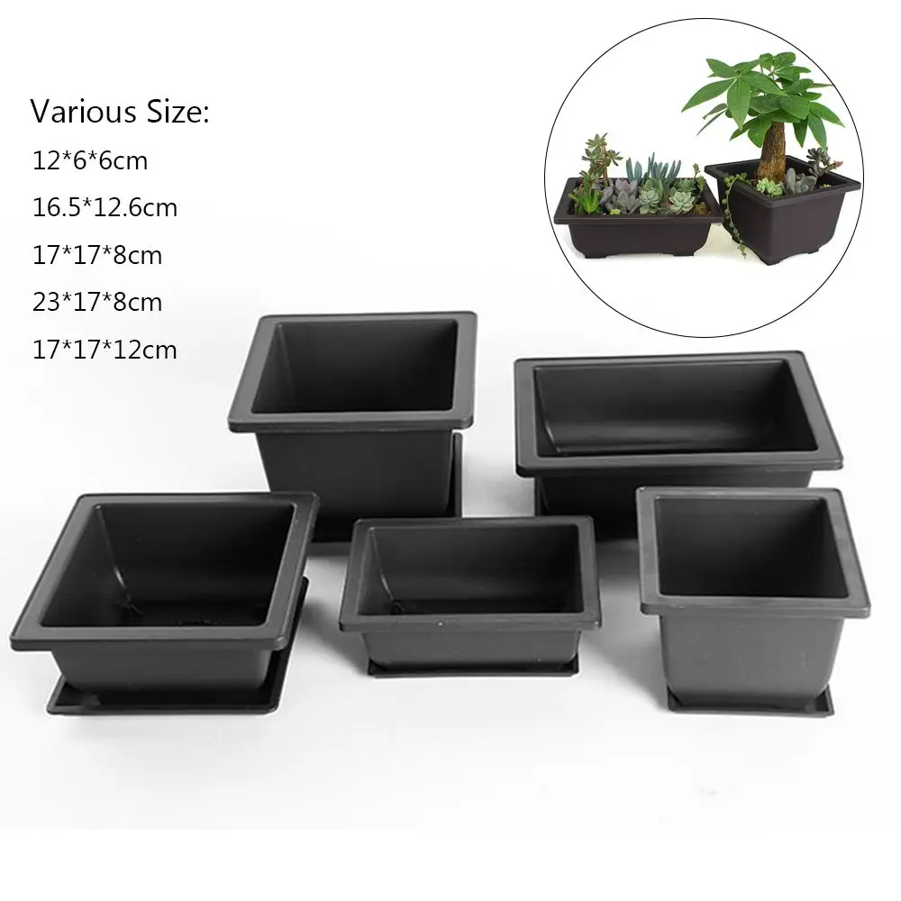High Quality Plastic Garden Plant Bowl Nursery Black Planter Square Flower Pot Simple Useful Bonsai Succulent Basin