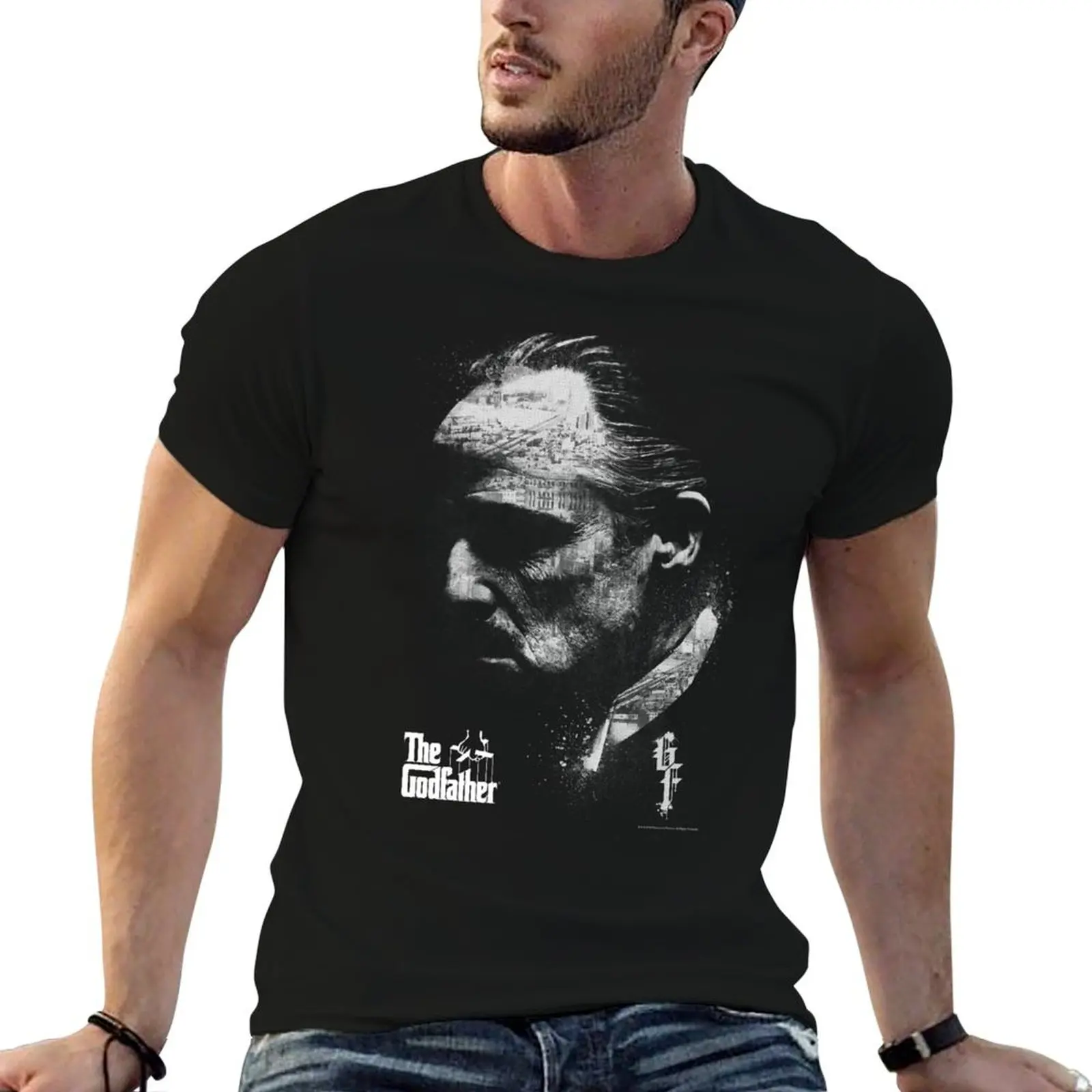 The Godfather Vito Corleone City Overlay Poster T-Shirt custom shirt anime figures mens tall t shirts