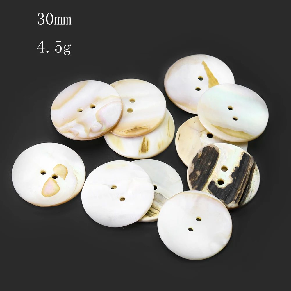 5PCS 30mm 2 Holes Shell Buttons Natural Mother of Pearl Flatback Clothing Embellishments DIY Sewing Craft Scrapbooking Buttons