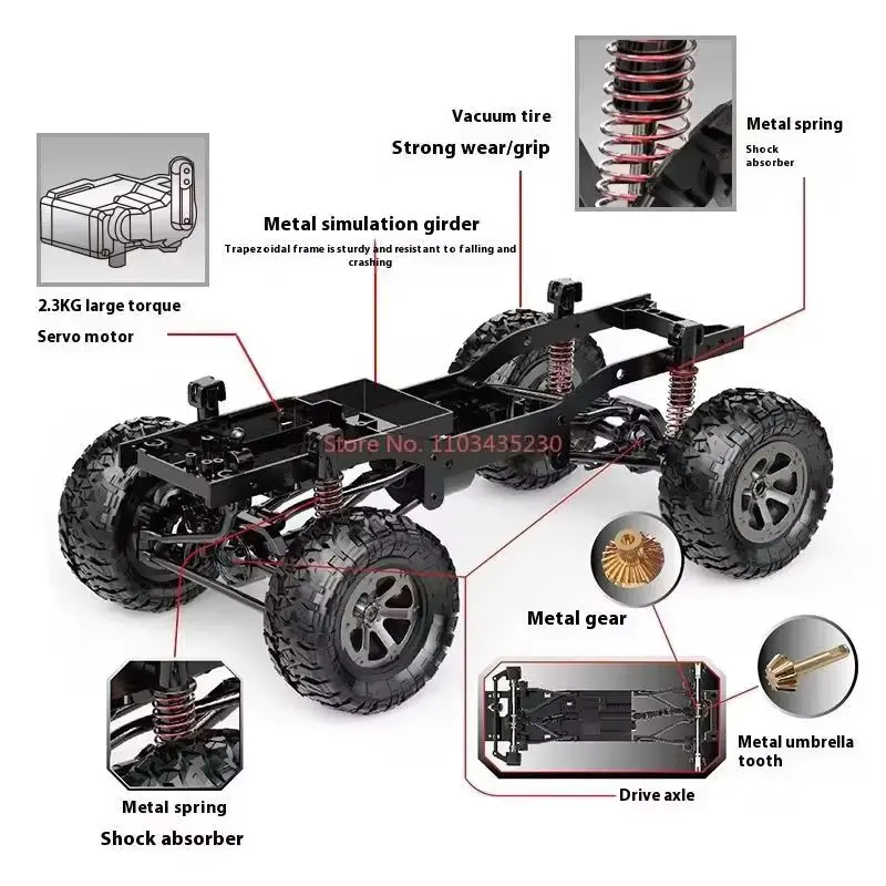 Feiyu FY003-5 Full Scale Full Size RC Model Remote Control Car D90 Classic Simulation Off Road Vehicle 4WD Climbing Car Toy