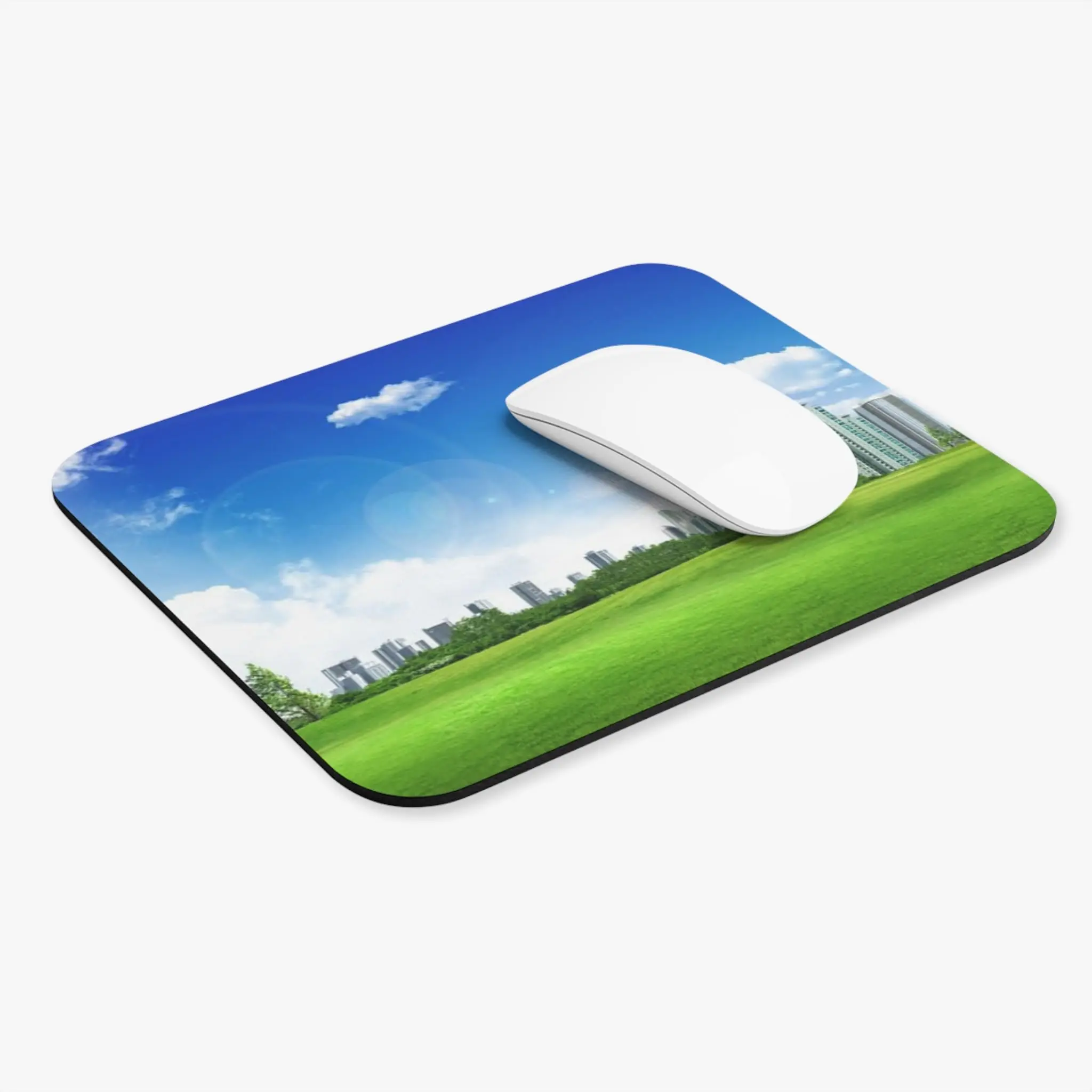 Frutiger Aero Hills And City Print Lock Edge Mousepad Gamer Mouse Mat Keyboard Mats 30x25cm For Computer